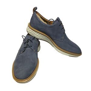 ECCO Men’s Blue Suede Shoes Size 8.5 Comfortable Casual Dress Lace-Up